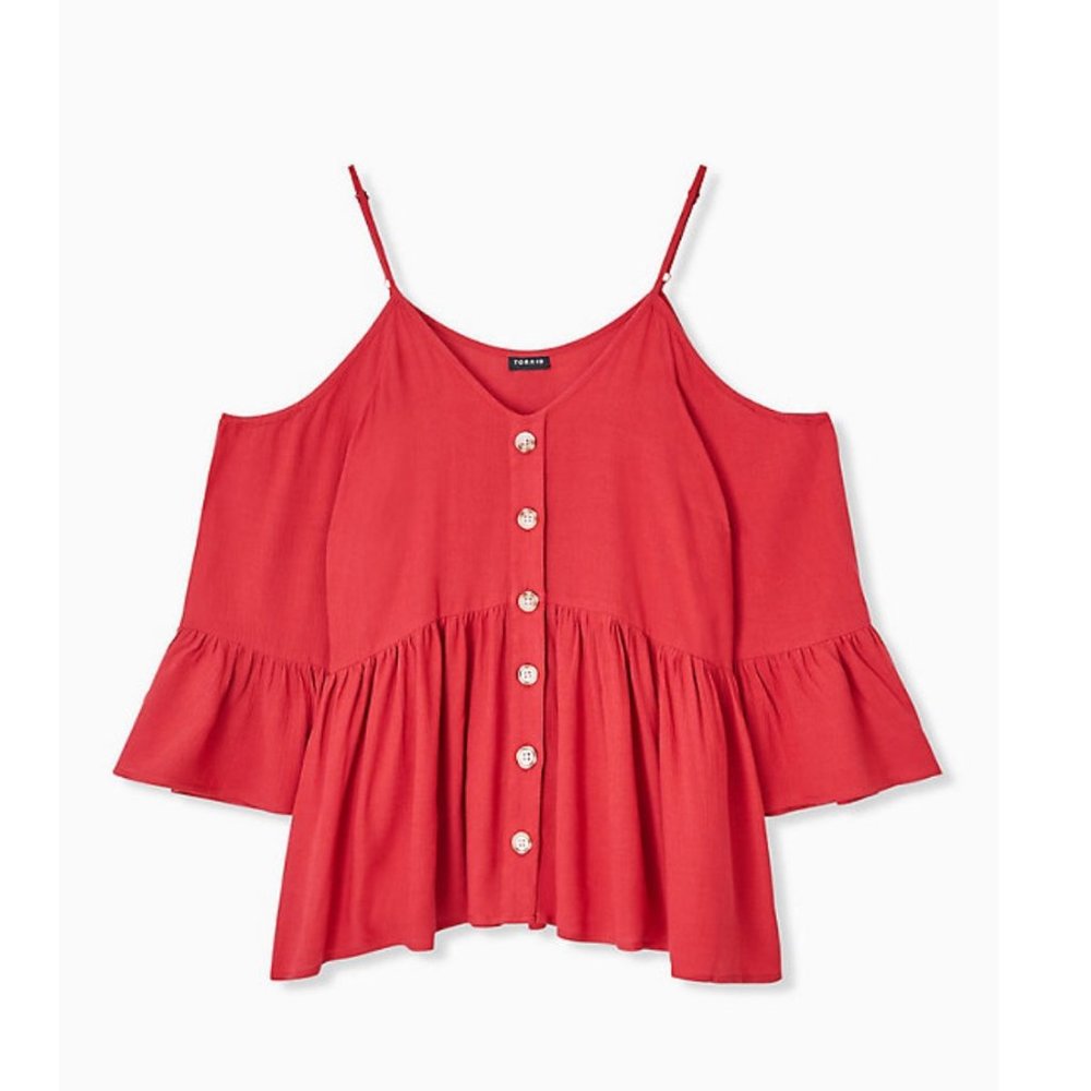 Red hot Bell Sleeve Flowy top Size 12